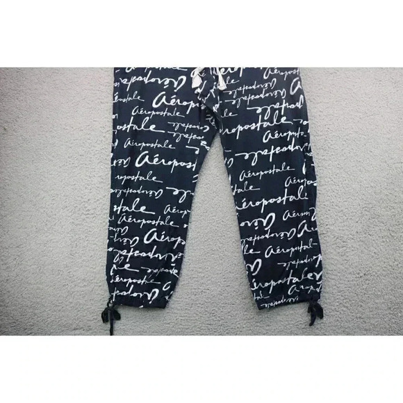 Women's Aeropostle Lounge/Pajama Pants-Size Large-Cropped-Blue & White - Picture 2 of 8